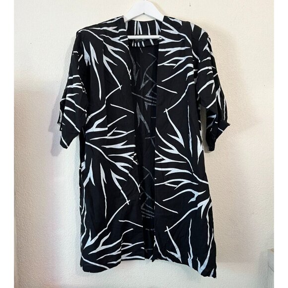 Tanya Whiteside Women's Black & White Abstract Open Front Kimono Jacket Cardigan - Picture 1 of 9